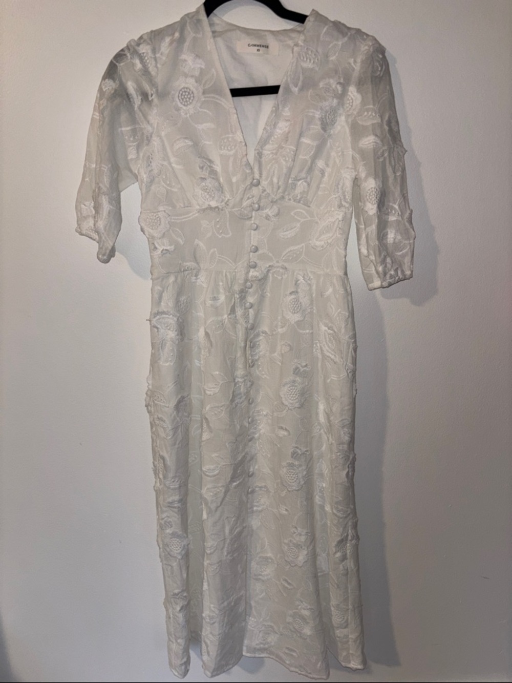 Commense ivory  Floral Embroidered Midi Dress size XS